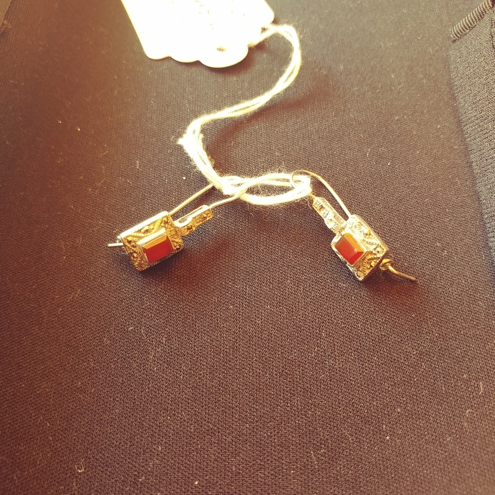 Victorian Diamond and Ruby or Garnet 925